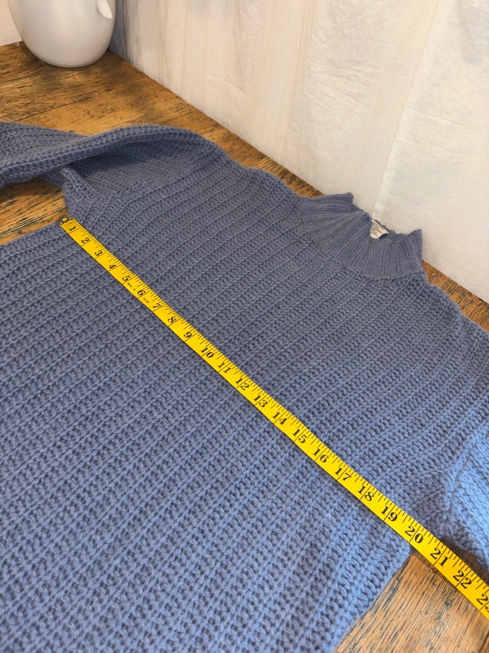 Jacob vintage Chunky Knit Turtleneck Sweater – Blue Grey – Size S - Picture 9 of 10